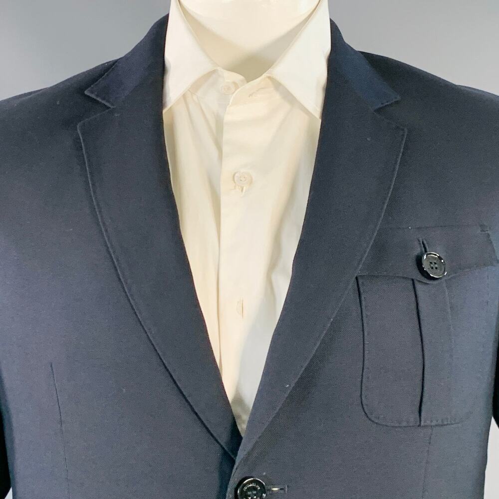 BURBERRY LONDON Size 42 Navy Cotton Blend Notch Lapel Sport Coat - Picture 2 of 13